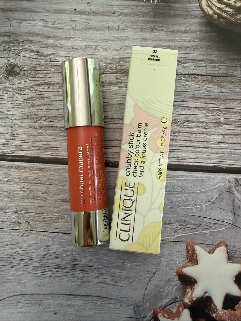 Clinique Chubby Stick Cheek Colour Balm 02 Robust Rhubarb 0.21 Oz FULL SIZE NIB